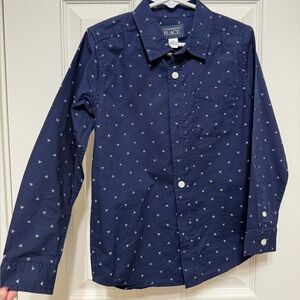 The Children's Place Navy Button-Up with White Accents